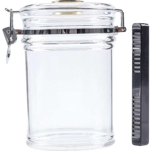JAR POT TOBACCO HUMIDOR BOX ACRYLIC STORAGE CAN WITH HUMIDIFIER