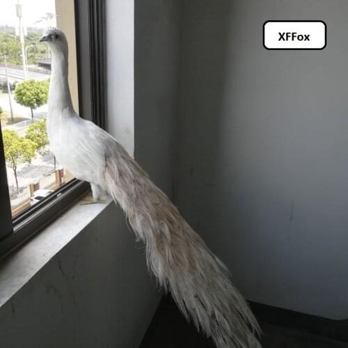 Big real life beautiful peacock model foam&feather white peacock bird gift about 120cm XD0061
