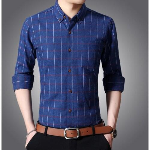 HCXY brand mens long sleeve shirts 2020 spring autumn new style casual bussiness plaid shirt for men long wide sleeve shirt male