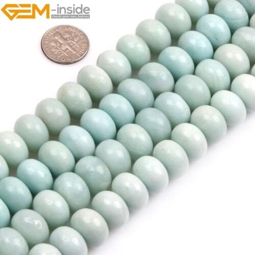 Natural Roundel Amazonite Stone Beads For Jewelry Making Necklace Bracelet Sets Selectable Size 15 inch DIY Jewellery Gem-inside