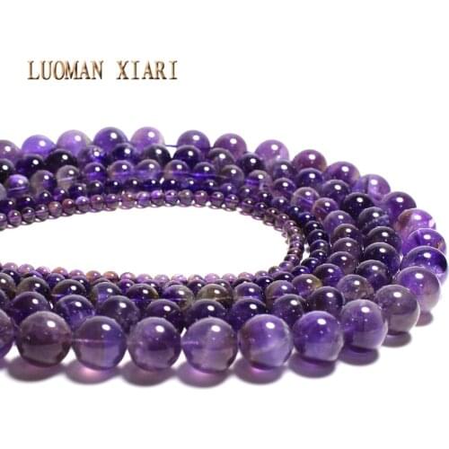 AAA+ 100% Natural Stone Beads Amethysts Crystal For Jewelry Making Beadwork DIY Bracelet Necklace 4/ 6/8/10/12mm Strand 15