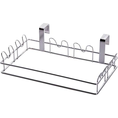 Double Hook Stainless Steel Garbage Bag Holder Cupboard Door Back Trash Bag Storage Rack Towel Hanger Kitchen Organizer