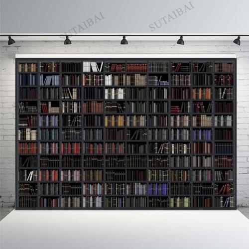 Old Wood Backdrop Photography Bookshelf for Books Library Study Back To School Party Child Portrait Photo Background Studio