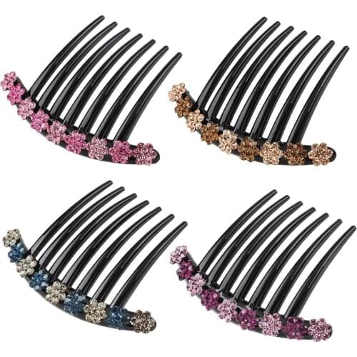 Rhinestones Hair Comb Clip Updo Bun Maker Bridal Hair Styling Tool