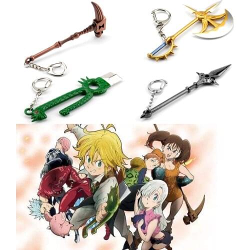 Anime The Seven Deadly Sins Weapon Keychains Meliodas Diane Harlequin Nanatsu no Taizai Axe Keyring Men Love Key Holder Gift