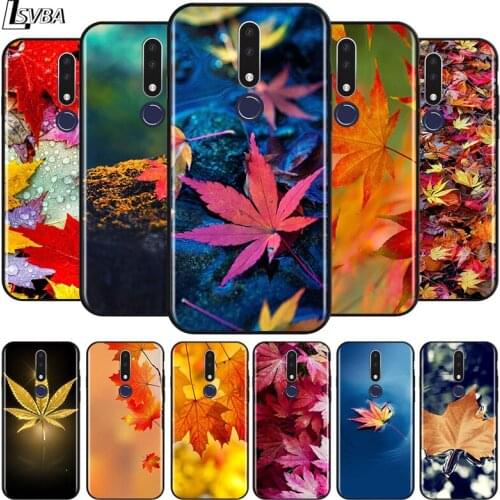 Autumn Maple Leaves for OPPO Realme C2 2 A31 A5 A7 F15 F11 F9 F7 F5 R17 R15 R9S K5 K3 Pro 2020 2018 Black Phone Case