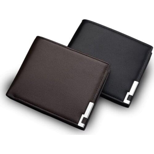 Mens Short Wallet Leather Solid Slim Wallets Men Bifold Credit Card Holders Coin Purses Business Purse