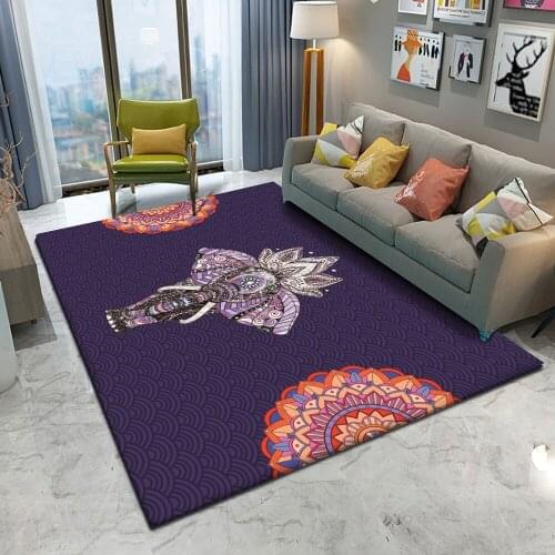 Mandala Style Purple Non-Slip Carpet Luxury Modern Minimalist Abstract Living Room Mat Warm Carpet Rug Bedroom Floor Home Decor