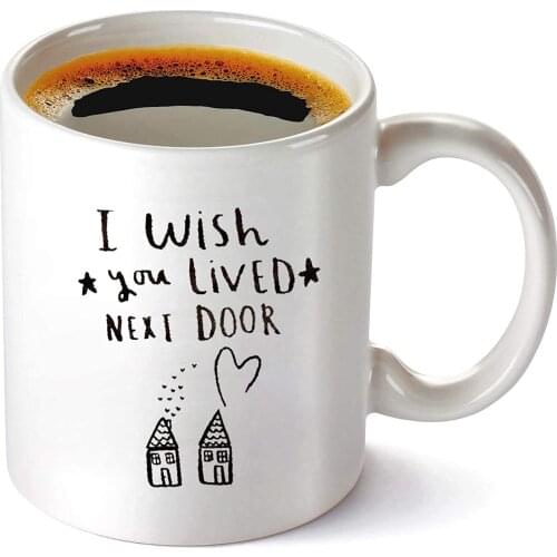 Best Friend Mug Funny I Wish You Lived Next Door Friendship Coffee Mug Gifts for Women - Going Away Gifts for Friends Movi