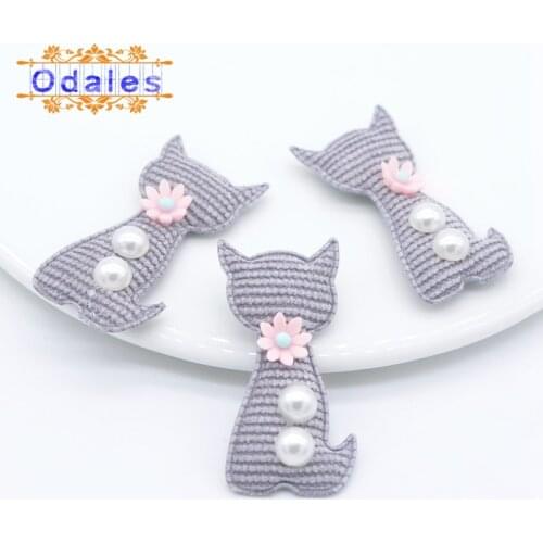 20Pcs Fashion Korean Style Grey Homemade Cat Flower Animal Patches for Decorative Baby Cloth Hats Scoks DIY Crafts Appliques