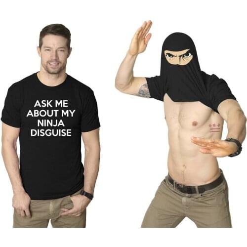 Mens Ask Me About My Ninja Disguise Flip T shirt Funny Costume Graphic Humor Tee