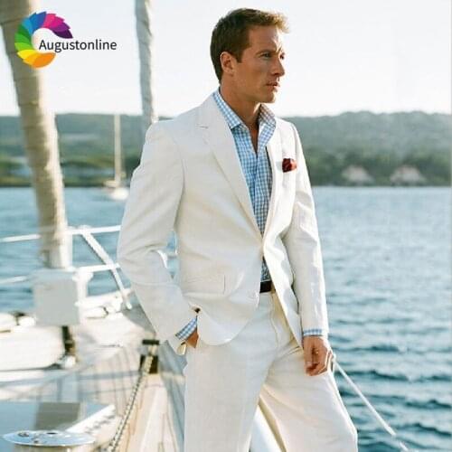 Custom Made White/Ivory Men Suit for Wedding Slim Fit Groom Tuxedo Causal Best Man Blazer Jacket Pants 2Piece Costume Homme