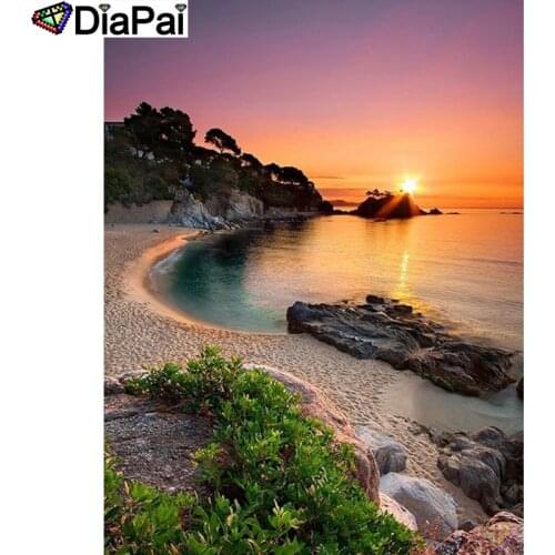 DIAPAI 100% Full Square/Round Drill 5D DIY Diamond Painting "Sunset seaside" Diamond Embroidery Cross Stitch 3D Decor A20596