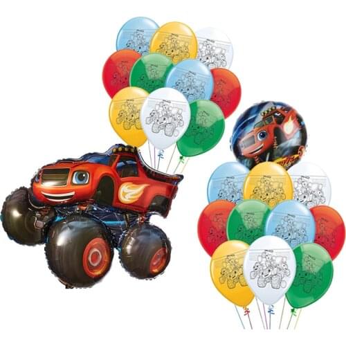 11Pcs Blaze Monster Machines Car Theme Game Birthday Party Decorations Big Balloons Set Boys Favors Toy Baby Shower Boy Supplies