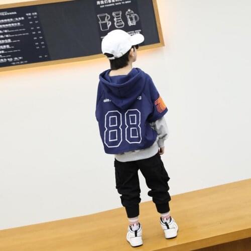 New Sweatshirts For Boy Childrens Sweatshirt Letter Tops Girls Kids Costume Undefined Solid Hooded Sweater Cotton Streetwear
