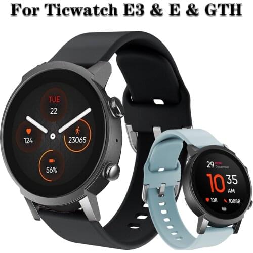 20mm Watch Band For Ticwatch E3 & E Strap Quick release Watchbands Wristband Replacement Silicone Bracelet For Ticwatch GTH
