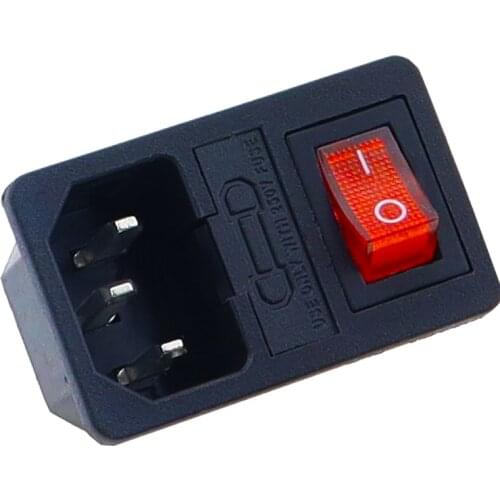 With 10A fuse ! Red Rocker Switch Fused IEC 320 C14 Inlet Power Socket Fuse Switch Connector Plug Connector
