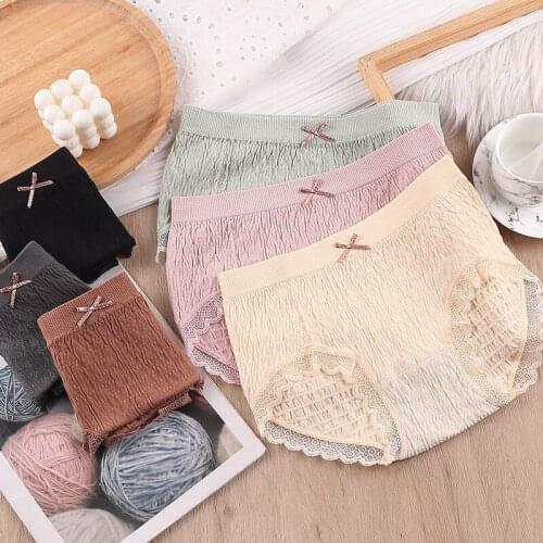 Sexy Lace Bowknot Panties Girl Fashion Lingerie Tempting Briefs plus size Womens Underpant Mid waist Intimates Underwear