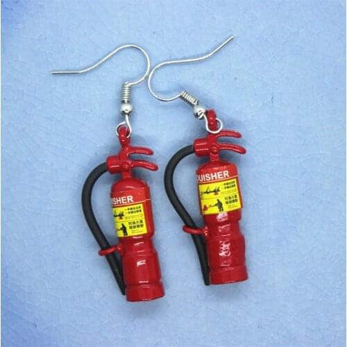 Crazy Exaggeration Fire Extinguisher Prevent Allergy Earrings Womens Fashion Creative Funny Jewelry Personality Accessories