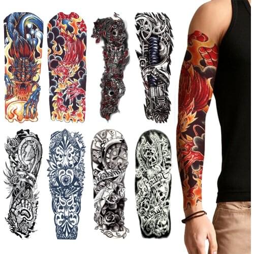 Totem Geometric Waterproof Temporary Tattoos Large Size Full Arm Sleeve Tattoo Paper Sticker Fashion Fake Tattoo For Men Women