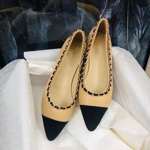Womens Shoes New Fashion Pointed Toe Flat Shoes Genuine Leather Shoes Hot Sell Slip-On Shoes For Women Luxury Brands Shoes