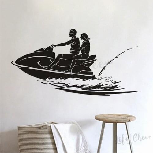 Sea Surfing Vinyl Wall Stickers Jet Ski Sports Wall Decal Romatic Couple Water Sports Jet-ski Vinyl Mural Art Home Decor AZ1018