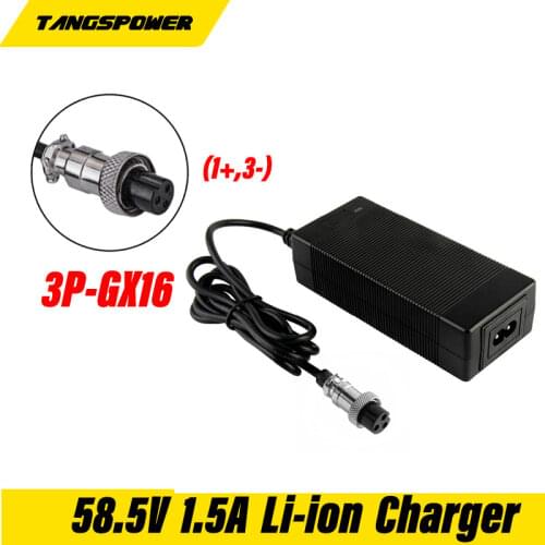 58.8v 1.5A li-ion battery charger Electric scooter ebike wheelchair charger golf cart charger 3 pin line12MM AC100-200