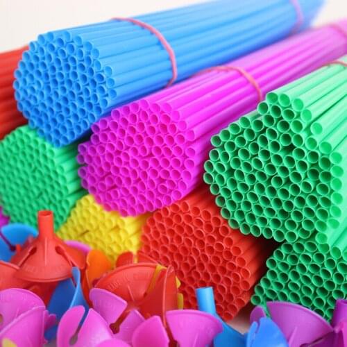 10pcs 30cm Balloon Stick Random Color Plastic Rods Holder Cup Birthday Party Wedding Balloons Decoration Accessories