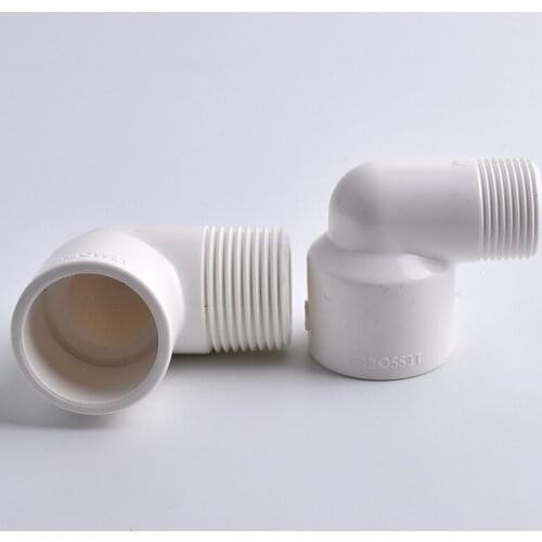 2~10pcs Size 1/2~1'' PVC Male Thread 90° Connectors Aquarium Fish Tank Garden Irrigation Hydroponic Frame Adapter DIY