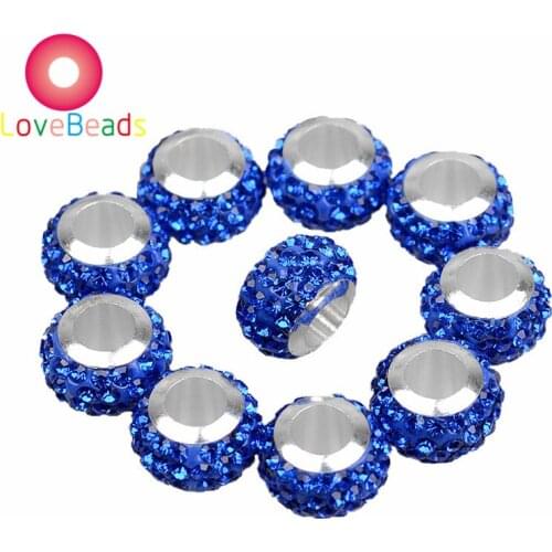 20pcs Large Hole Handmade Crezh Crystal Round Slide Glass Craft Spacer Beads Fit European Charm Bracelet for DIY Jewelry Making