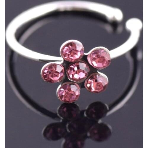 6 Colors Fake Piercing Plum Nose Rings Punk Delicate Flower Girl Stainless Party Dinner Daily Hoop Jewelry