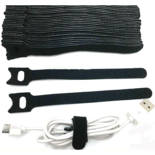 80pcs 300*12mm Magic Nylon Reusable Cable Ties with Eyelet Hole back to back cable tie nylon strap Magic hook loop fastener wrap