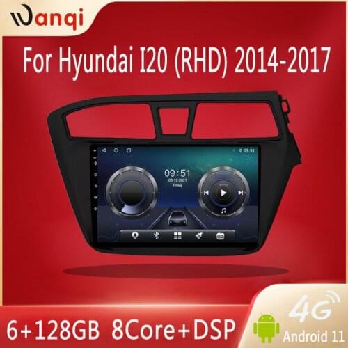 Car GPS radio 6+128GB Android 10.0 multimedia video player navigation GPS stereo DSP AHD WIFI For Hyundai I20(RHD) 2014-2017