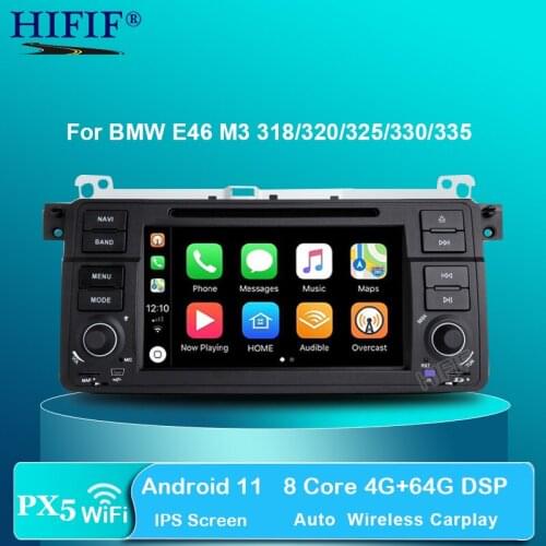 IPS DSP AutoRadio 1 Din Android 11 Car DVD Player For BMW E46 M3 318/320/325/330/335 Rover 75 1998-2006 GPS Navigation BT Wifi