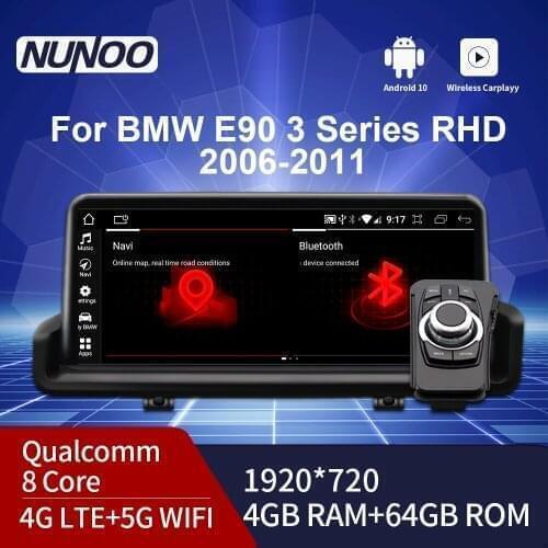 Nunoo New Top 10.25" Android 10.0 Car Radio Wide Screen For BMW 3 Series E90/e91/e92/e93 2005-2012 Rhd Auto Radio RHD