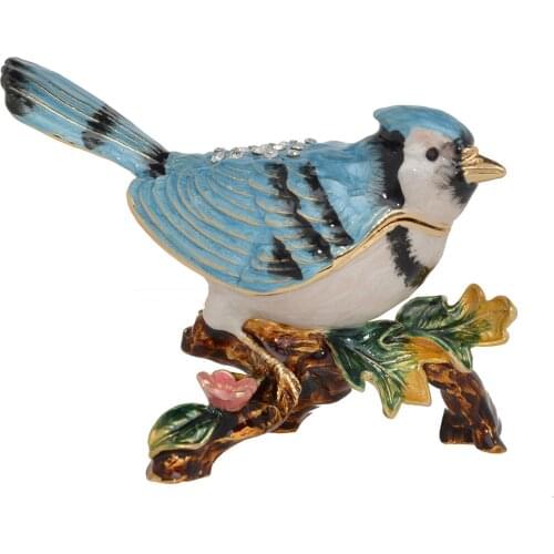 Blue Jays Bird Trinket Box Jewelry Organizer Bird Ornament Collectible Figurines Creative Gifts Ring/Necklace Holder