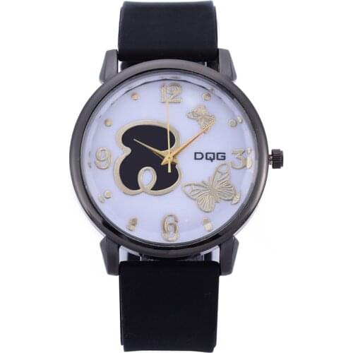 Chasy Luxury brands DQG women quartz watches Black Leather Small Bear butterfly Dial men watches Student Sport Watch Zegarki