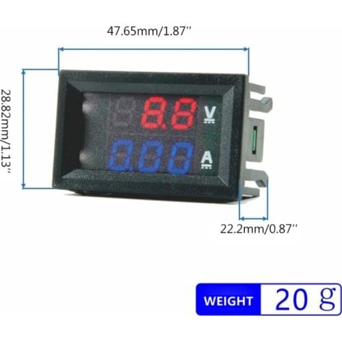 DC 100V 10A 50A 100A Voltmeter Ammeter Blue + Red LED Amp Dual Digital Volt Meter Gauge 7-110V