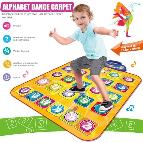 Children Music Dance Mat Puzzle Early Education Children Foot On The Alphabet Baby Dance Blanket Multi-Function Playmat