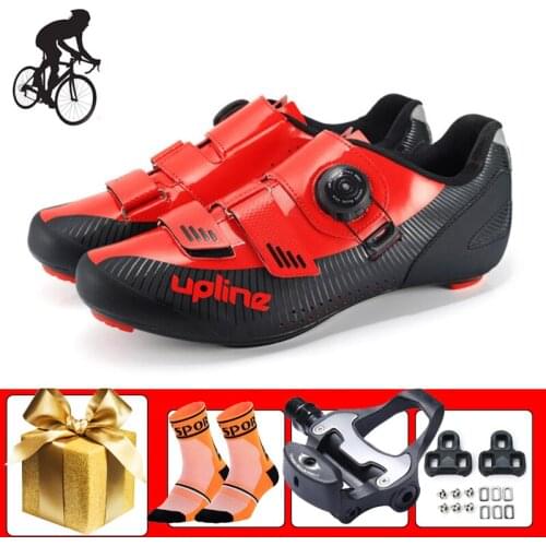 Road Bike Sneakers Add SPD-SL Pedals Unisex Triathlon Cycling Shoes Rotating Button Breathable Self-locking Bicycle Riding Shoes
