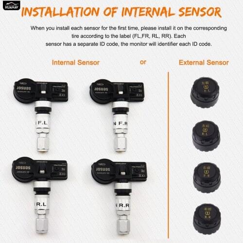 HUANAV USB Android TPMS Tire Pressure Monitoring System Display Alarm System 5V Internal Sensors Navigation Car Radio 4 Sensors