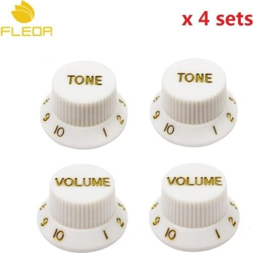 FLEOR 8T8V Electric Guitar Knobs Speed Control Tone Volume Knobs Buttons White for ST
