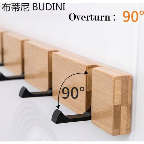 Creative Wall Hat Clothes Adhesive Solid Wood Wall Hangers Folding Coat Hook Wooden Wall Living Room Kitchen Toilet Bamboo Rack