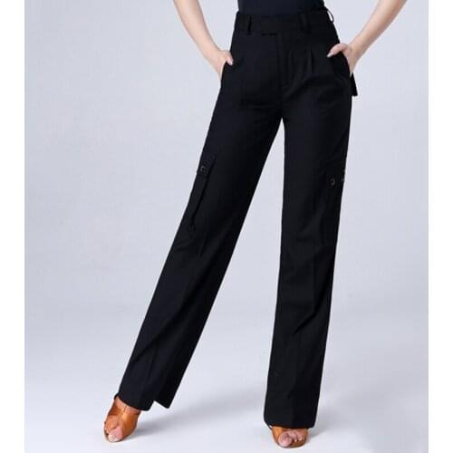 Latin Dance Pants Women Men Cha Cha Samba Rumba Dancing Wear Black Trousers Performance Clothing Competition Clothes YS1110