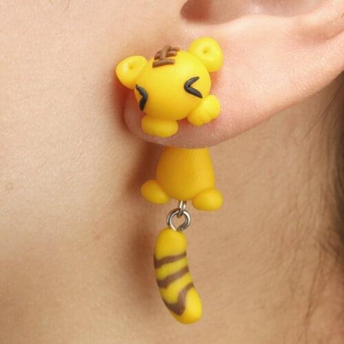 LIMARIO Handmade Cartoon 3D Polymer Clay Animal Earrings Cute Tiger Stud Earring Ear Stud For Women Jewelry