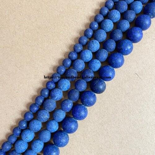 Natural Stone Matte Dyed Lapis Lazuli Round Loose Beads 15" Strand 6 8 10 MM Pick Size For Jewelry Making DIY