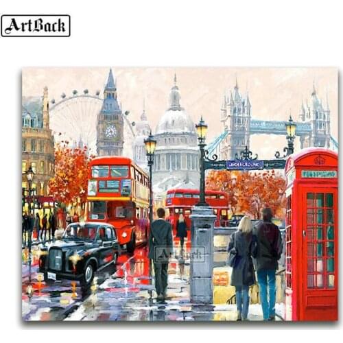 New 5d diy diamond embroidery city landscape bus 3d diamond painting cross stitch full square rhinestone home decoration