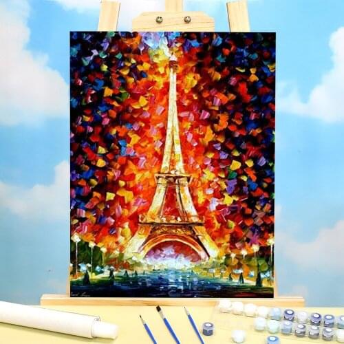 Paris Eiffel Tower DIY Paint By Numbers Complete Kit Acrylic Paints 40*50 Boards By Numbers Decoration Crafts Drawing