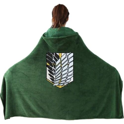 Attack on Titan Blanket Cloak Shingeki No Kyojin Survey Corps Cloak Cape Flannel Cosplay Costume Hoodie with real photos