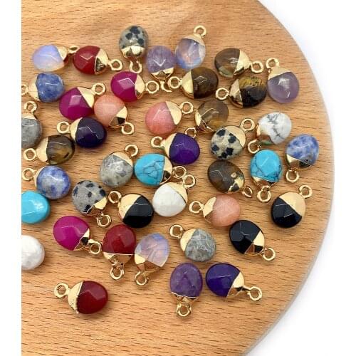 5pcs/pack Ellipse Section Pendant Charms Natural Semi-precious Stone Material DIY for Making Necklace Earrings Bracelet 8x14mm